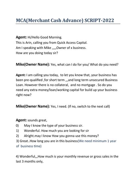 mca sales script|How to sell Merchant Cash Advance .
